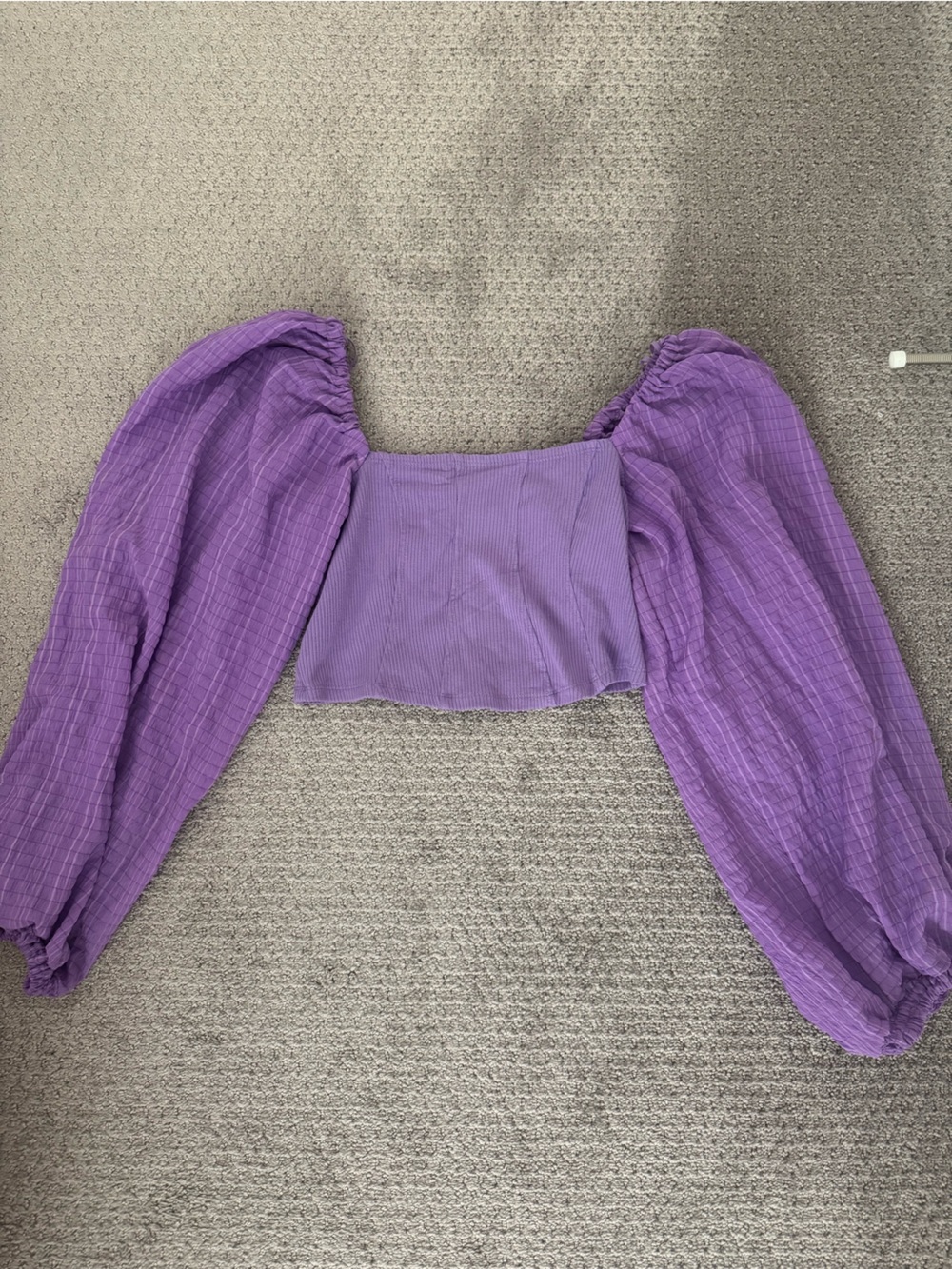 Urban Outfitters Purple Puff Sleeve Crop Top